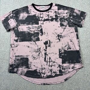 KLIEGOU XXL Pink Black Round Neck Unisex T Shirt Cotton Spandex Men's Size XXL